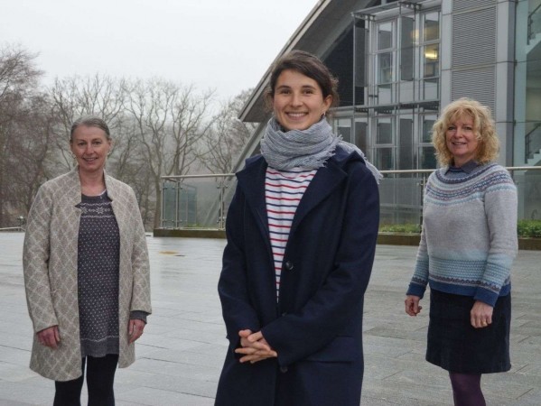 Left to right - Dr Liz Dinnie, PhD student Josephine Heger,  Professor Flora Douglas