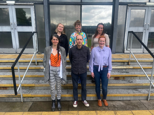 Image shows members of Aberdeen Independents, standing on the steps in front of Gray's School of Art. Image shows members of Aberdeen Independents, standing on the steps in front of Gray's School of Art.