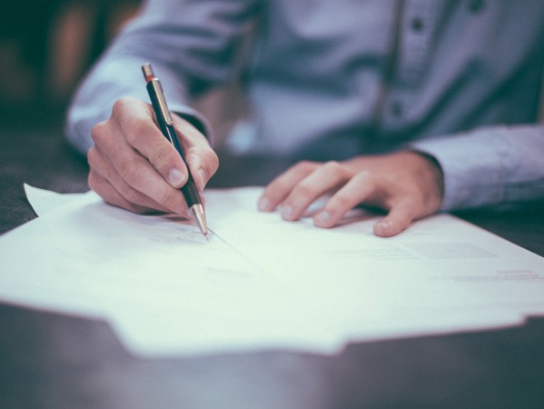 man writing