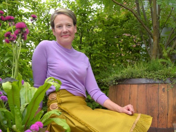 Andrea Chappell, RGU Creative Entrepreneur alumna from Acme Atelier in The Still Garden by garden designer, Jane Porter,  at Chelsea Flower Show