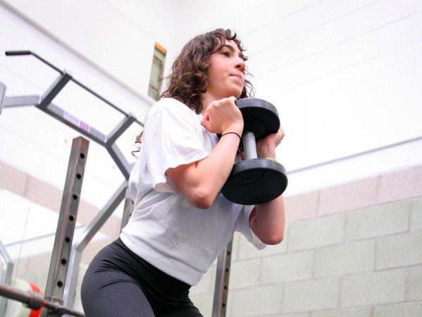 Young person weight training