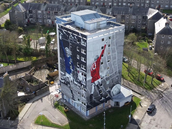 The murals as shot from above via drone The murals as shot from above via drone