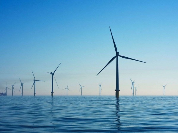 Wind turbines out at sea