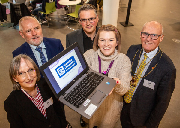 L-R The Honourable Lady Carmichael; Steve Olivier, RGU Principal; Adrian Crofton, Clinical Lead at Torry Medical Practice; Hannah Darnell, Grampian Community Law Centre Manager, Practicing Solicitor and RGU Lecturer; Lord Provost Dr David Cameron