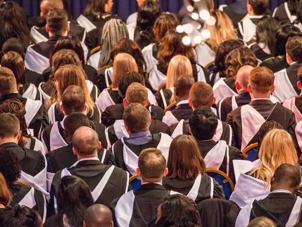 Graduates sitting during the ceremony