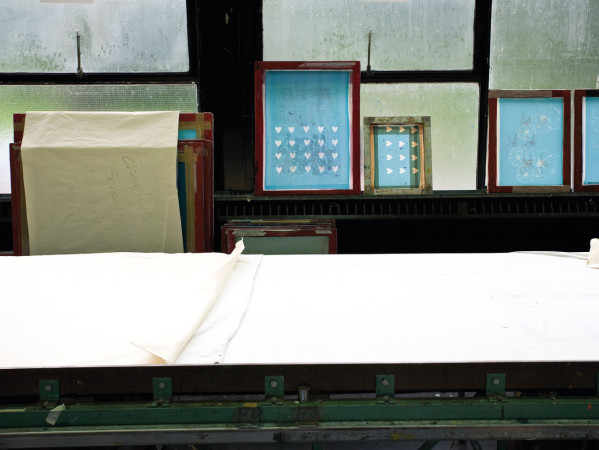Silkscreens against a window Silkscreens against a window