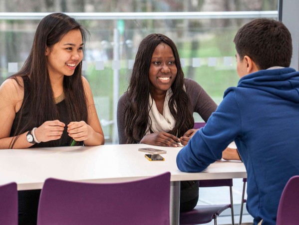 international students smiling