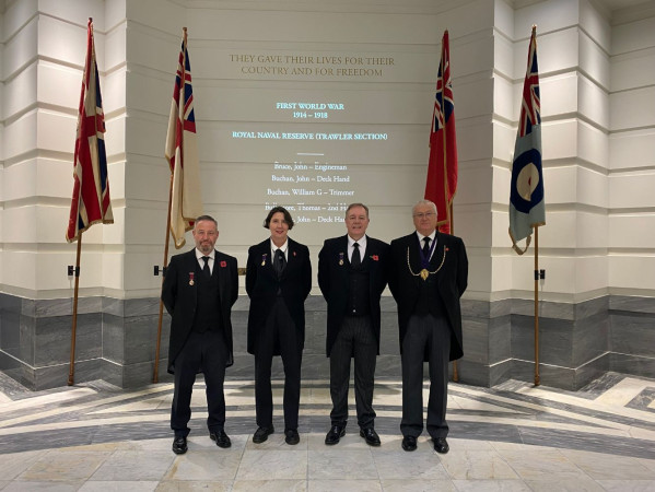 Image taken at Remembrance Sunday event at Cowdray Hall with Tailors Court members including (left to right) Ex Deacon Richard Sainsbury, Josie Steed (First Master), Alan Moir (Boxmaster), David Parkinson (Deacon) Image taken at Remembrance Sunday event at Cowdray Hall with Tailors Court members including (left to right) Ex Deacon Richard Sainsbury, Josie Steed (First Master), Alan Moir (Boxmaster), David Parkinson (Deacon)