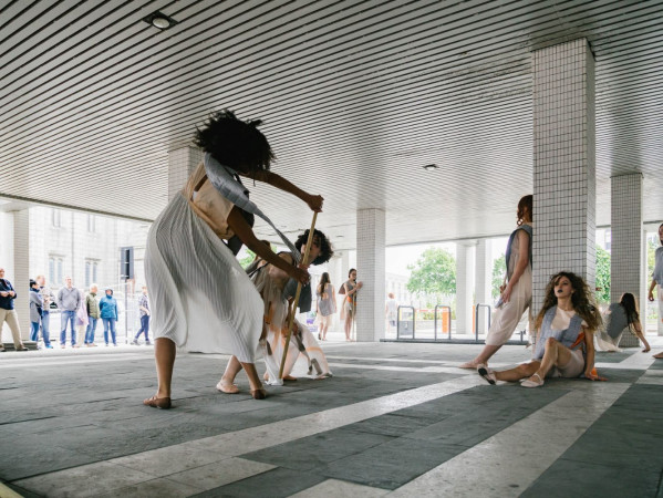 Image shows street performers from Look Again festival 2019