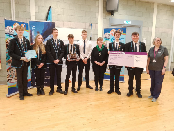 The winning team from Mintlaw Academy are presented with their prizes