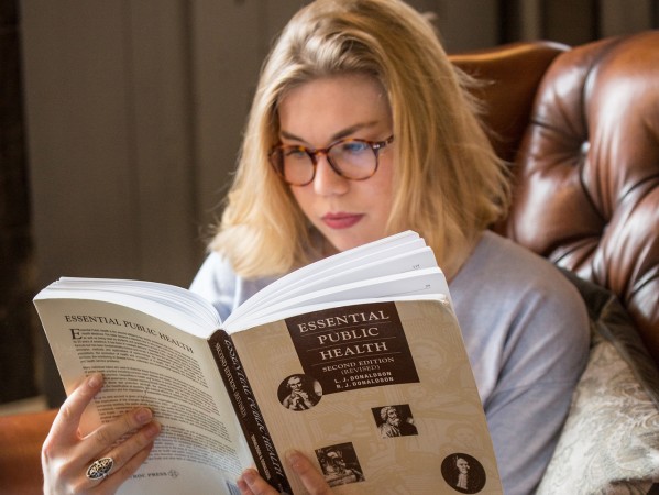 woman reading a book