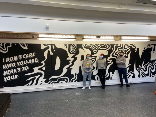 Gray's BA (Hons) Communication Design students mural created with visual artist, Craig Black