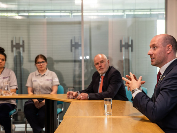 Professor Steve Olivier, Principal and Vice-Chancellor of Robert Gordon University and Neil Gray, Cabinet Secretary for Health and Social Care, speaking to RGU staff and students Professor Steve Olivier, Principal and Vice-Chancellor of Robert Gordon University and Neil Gray, Cabinet Secretary for Health and Social Care, speaking to RGU staff and students