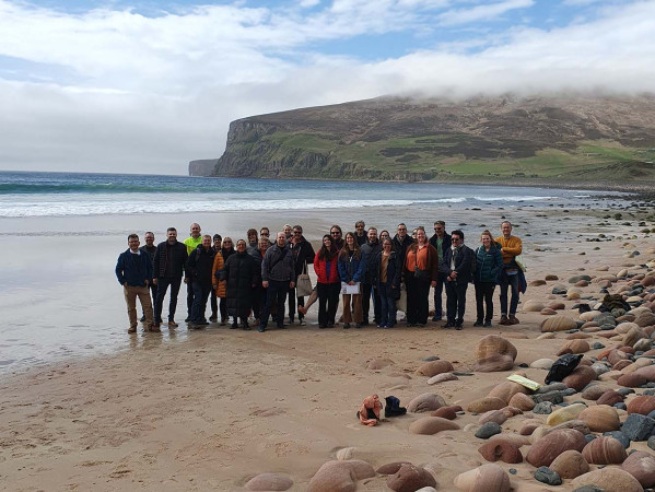 Group on beach at Rackwick, Hoy – taken by Andy Golightly (employee RGU Orkney) for the RGU-led research project GPatra