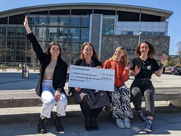 RGU Event Management Students with fundraising cheque RGU Event Management Students with fundraising cheque