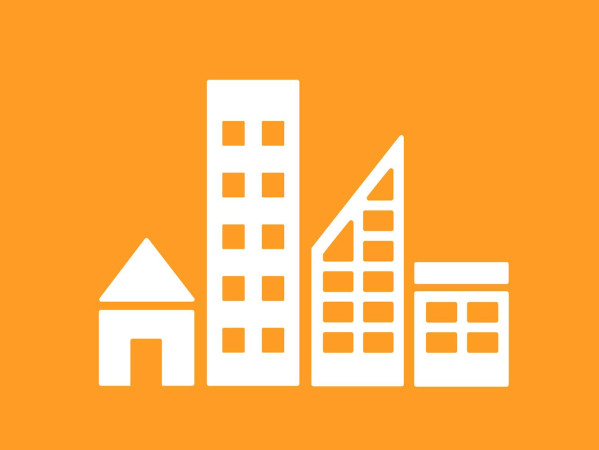 SDG Goal icon - a building icon on yellow background
