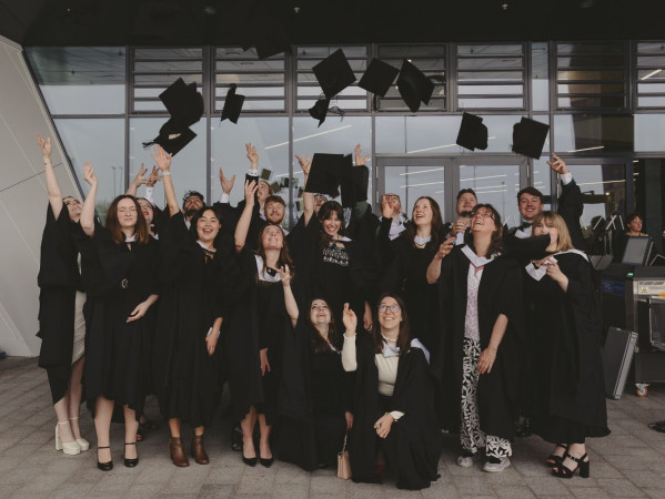 A group of RGU students celebrating at graduation A group of RGU students celebrating at graduation