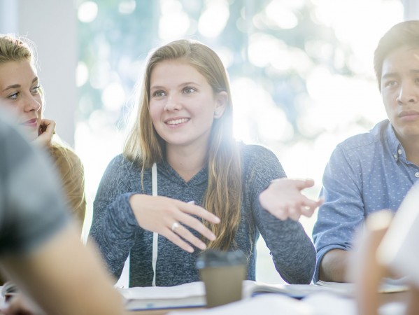 students talking