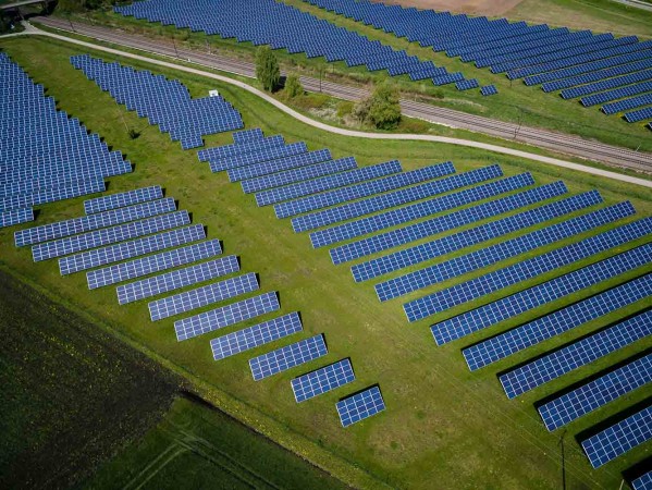 Solar panels in a field