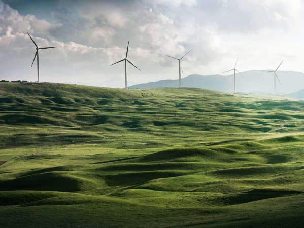 wind turbines on a hill