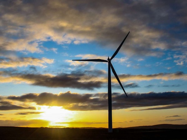 wind turbine at sunset