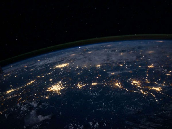 the globe from above at nighttime