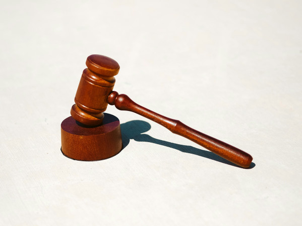 wooden gavel on white background